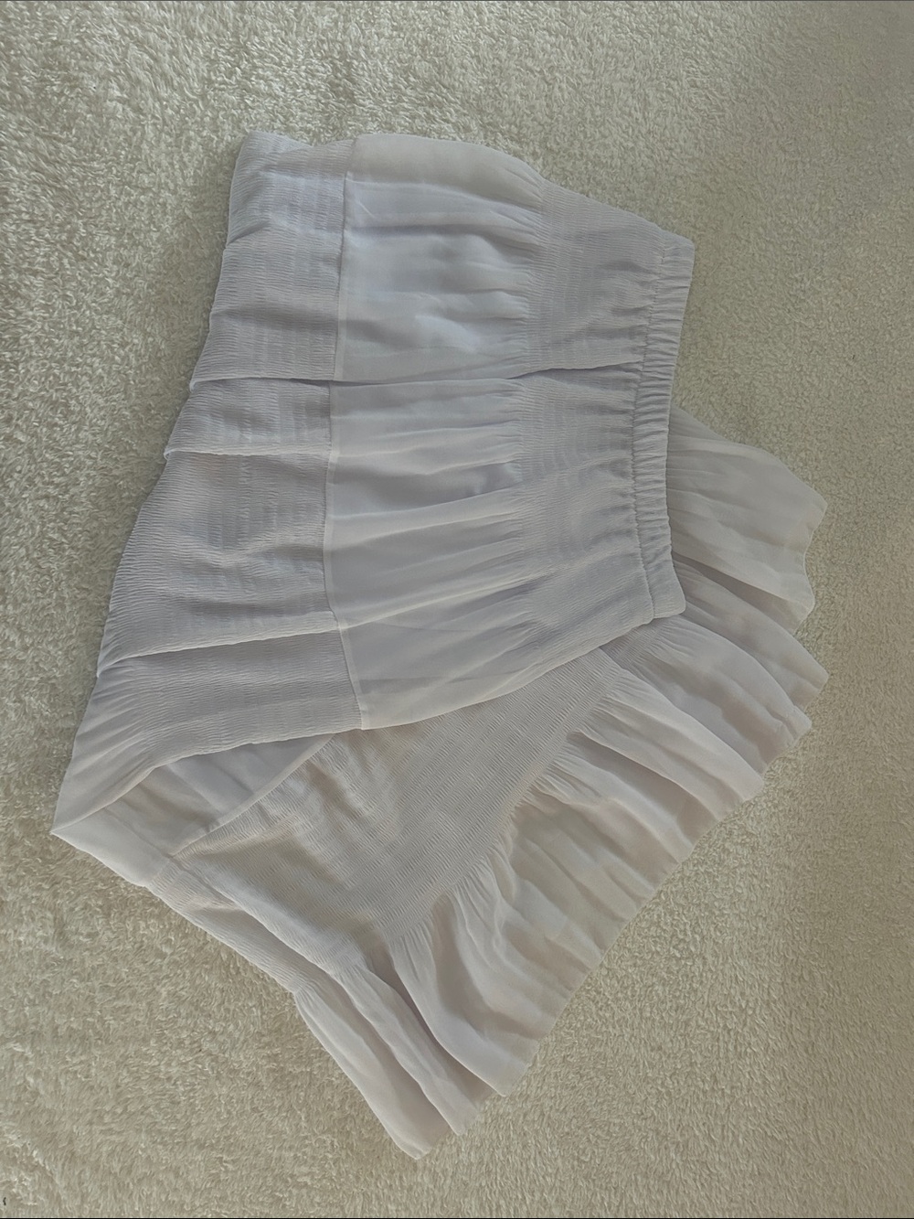 White Layered Ruffle Long Skirt